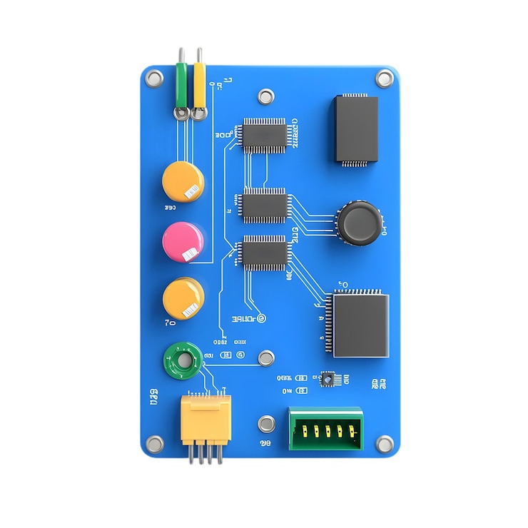 PSD tableau de circuit imprimé bleu avec composants intégrés conception avancée de pcb pour l'électronique et l'ingénierie