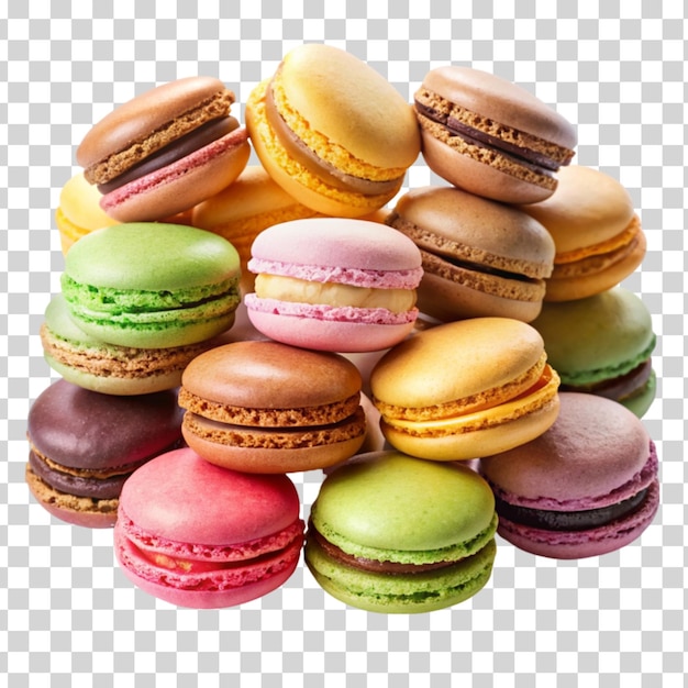 PSD un tableau coloré de macarons isolés sur un fond transparent