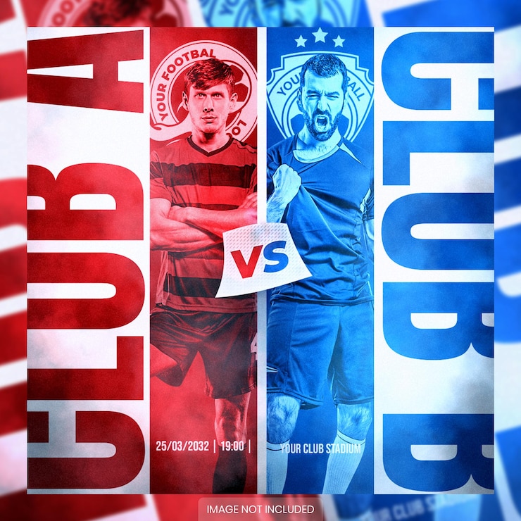PSD tableau des matchs de football et de football sur les réseaux sociaux de la place du club