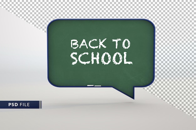 Tableau noir moderne pour l'éducation en ligne un concept 3d de retour à l'école