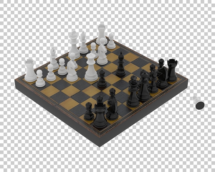 PSD tablero de ajedrez aislado sobre fondo transparente ilustración de renderizado 3d