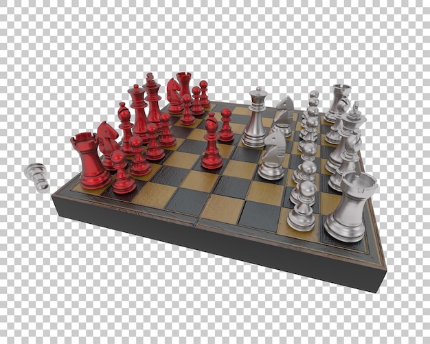 Tablero de ajedrez aislado sobre fondo transparente ilustración de renderizado 3d