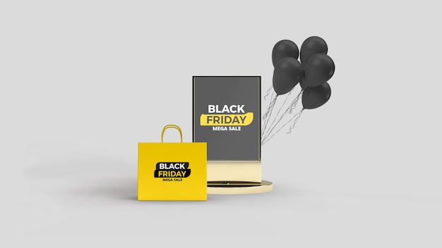 Tablero de anuncios LED digital con maqueta de bolsa de compras