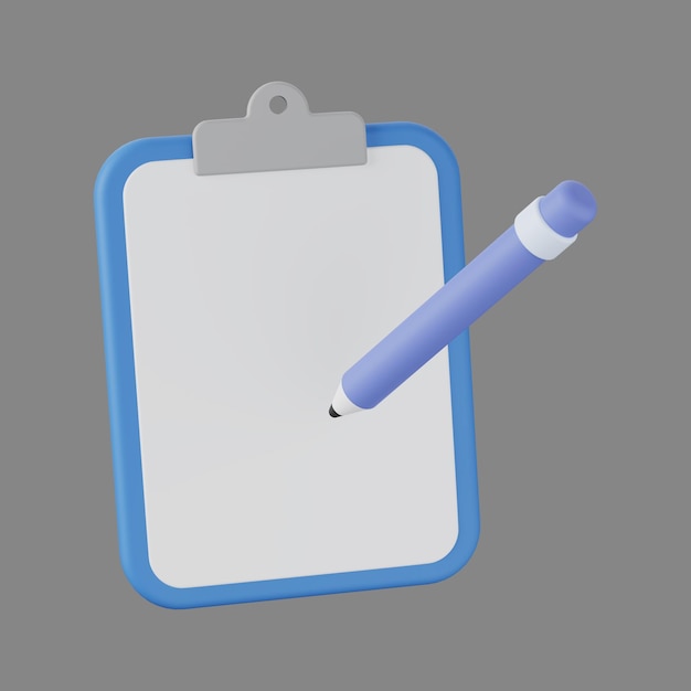 Tablero azul y bolígrafo