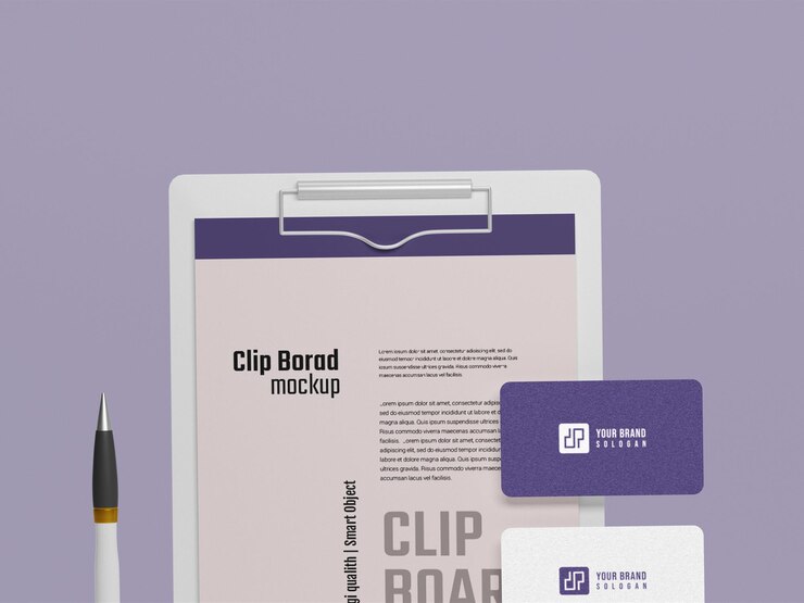 Tablero de clip con maqueta de tarjeta de visita