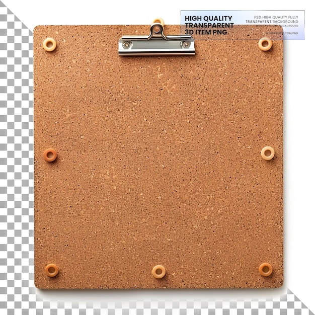 Tablero de corcho para fijar notas y recuerdos en un fondo transparente