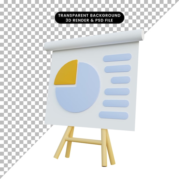 Tablero de informe de datos de objeto simple de ilustración 3d