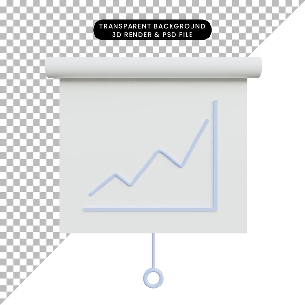 PSD tablero de informe de datos de objeto simple de ilustración 3d