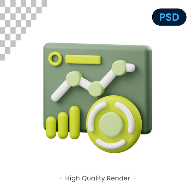 Tablero de instrumentos 3d render ilustración premium psd