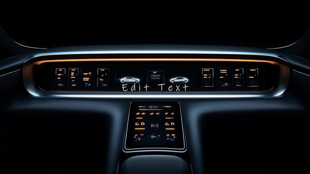 Tablero de instrumentos de automóviles modernos con controles iluminados y pantalla