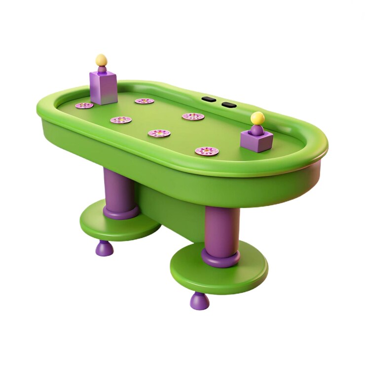 PSD un tablero de juego verde con botones púrpura y púrpura en él