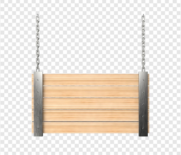 PSD tablero de madera con piezas de hierro y cadenas.