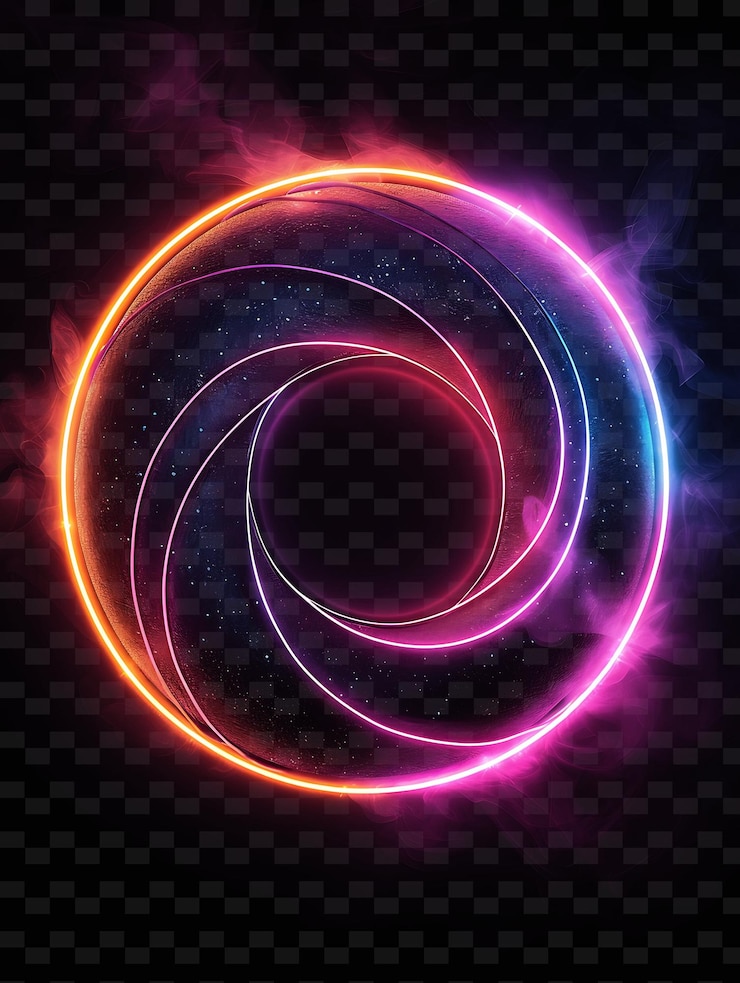 PSD tablero de neón en espiral con una tabla en forma de espiral marco de neón forma y2k decoración de tablero creativo