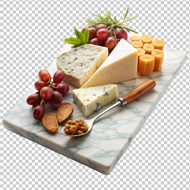 PSD tablero de queso de mármol sobre un fondo transparente
