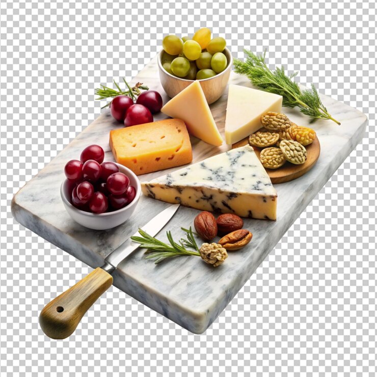 PSD tablero de queso de mármol sobre un fondo transparente