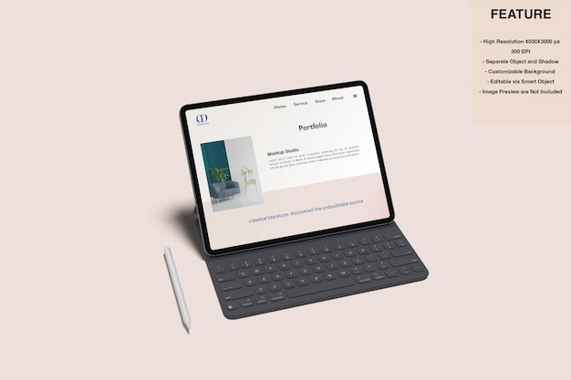 Tablet-Bildschirm mit Tastatur-Mockup