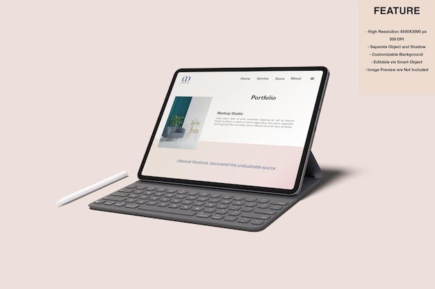 Tablet-Bildschirm mit Tastatur-Mockup