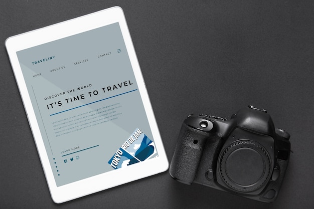 PSD tablet com site de viagem