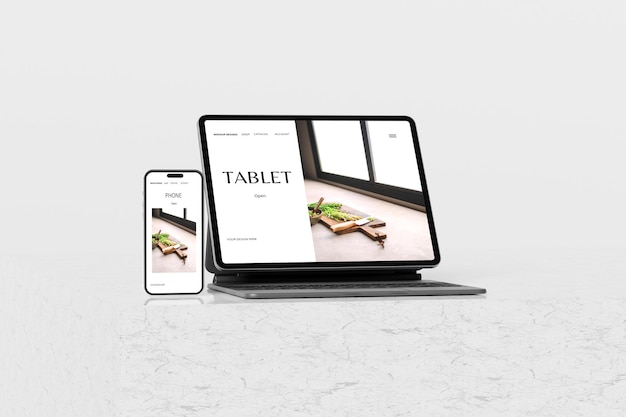 Tablet con Iphone Mockup