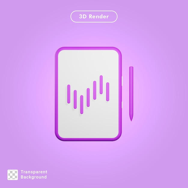 Tablet de renderização 3d psd grátis