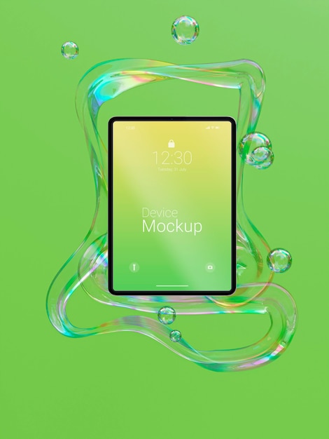 Tablet mock-up con liquidi astratti