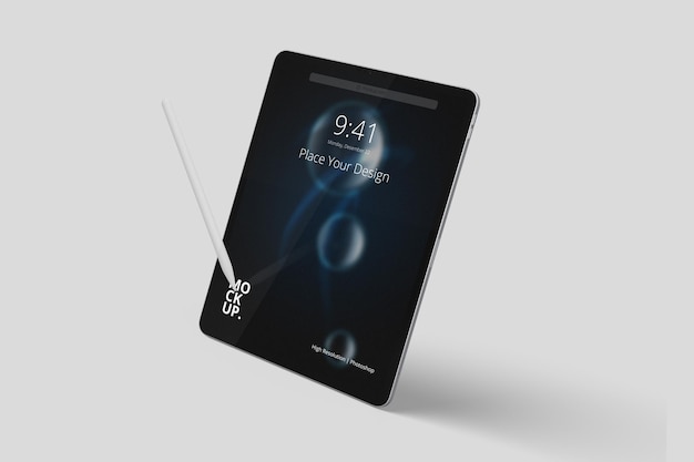 PSD tablet pro con maqueta de lápiz