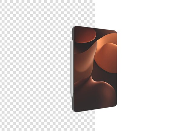 tablet with pencil angle view without shadow 3d render