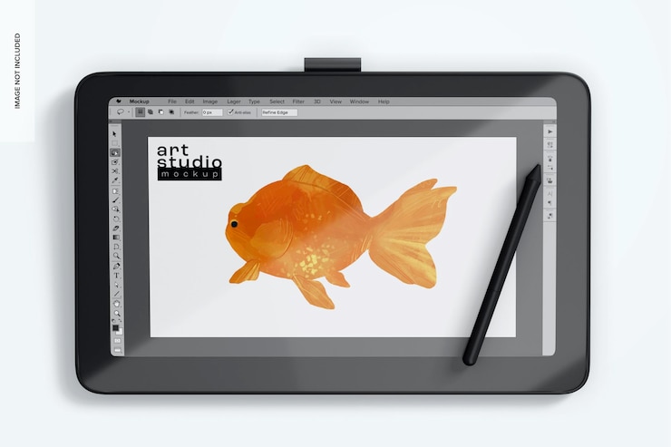 PSD tableta de dibujo con pantalla maqueta vista superior 02