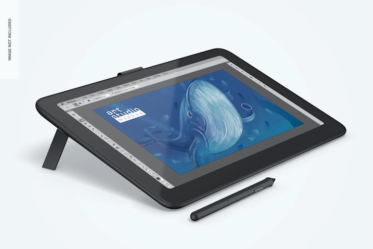 PSD tableta de dibujo con pantalla mockup 02