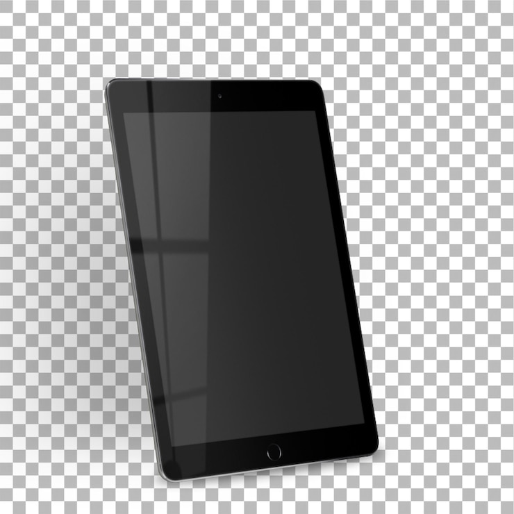 PSD tableta de diseño aislada contra un fondo plano dispositivo inteligente concepto de colocación plana