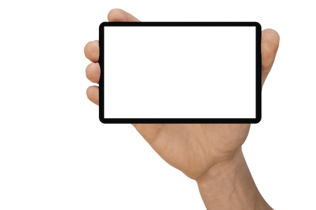 una tableta en la mano