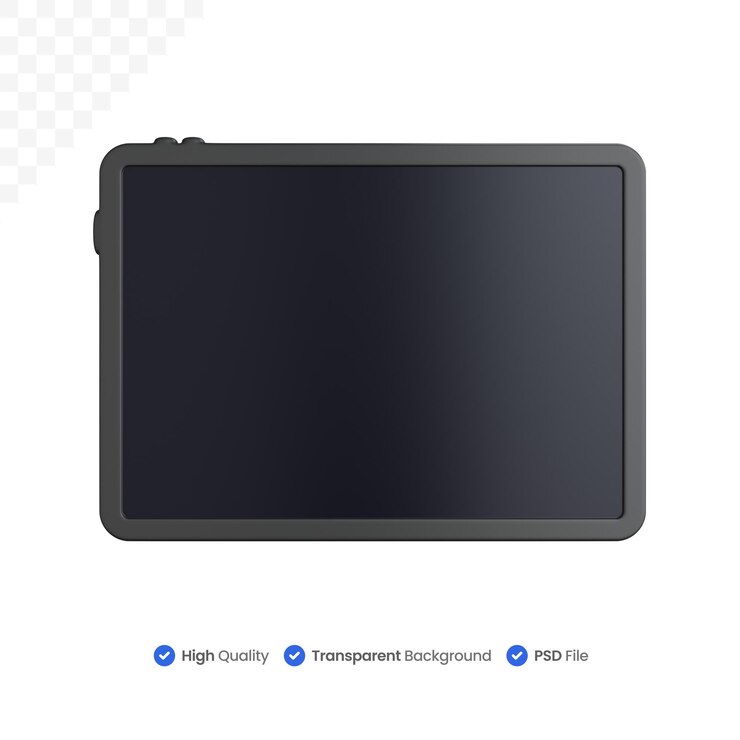 PSD tableta de renderizado 3d con pantalla en blanco aislada