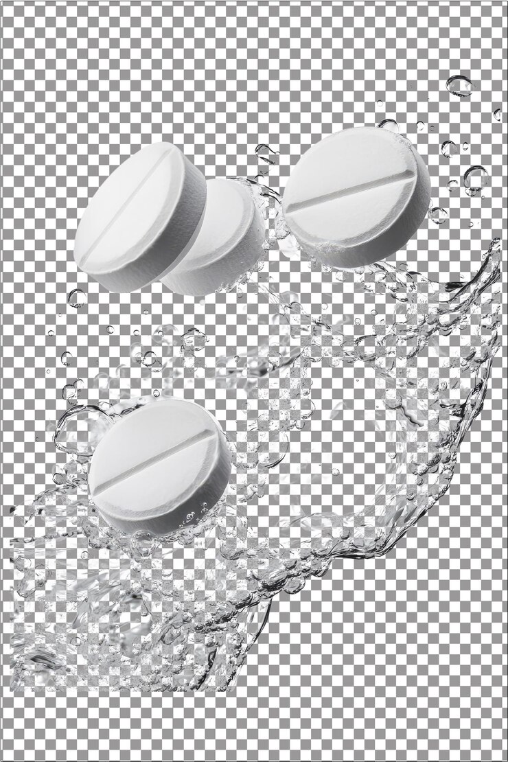 Tabletas gaseosas Tabletas efervescentes que se disuelven en agua creando burbujas Hiperrealistas Aisladas