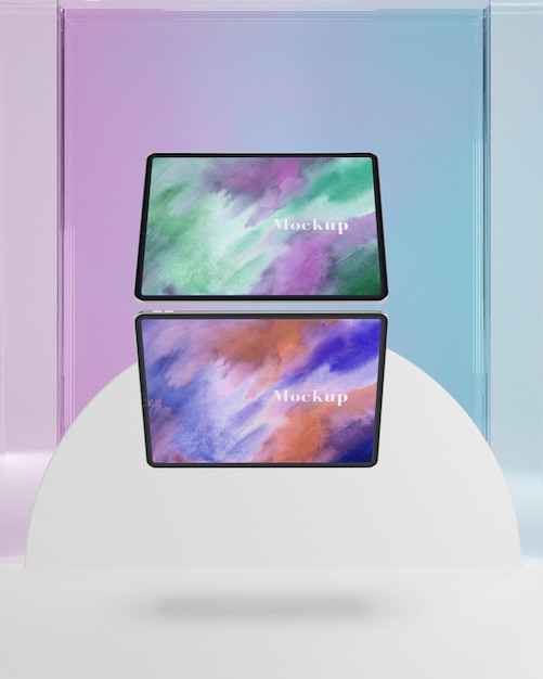 Tabletsammlung mit transparentem Glasträger