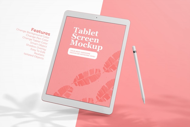 Tablette flottante Pad Pro 12,9 pouces avec écran de crayon Premium Mock Up