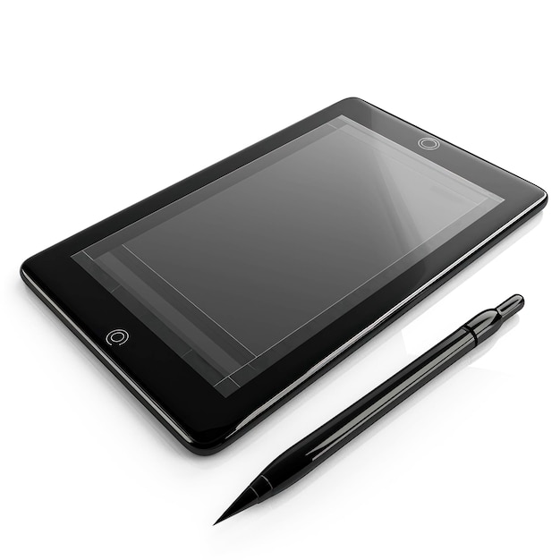 PSD une tablette graphique et un stylet tablette graphique isolée sur fond transparent