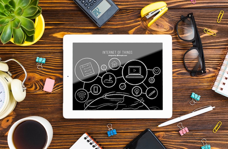 PSD tablette avec lunettes
