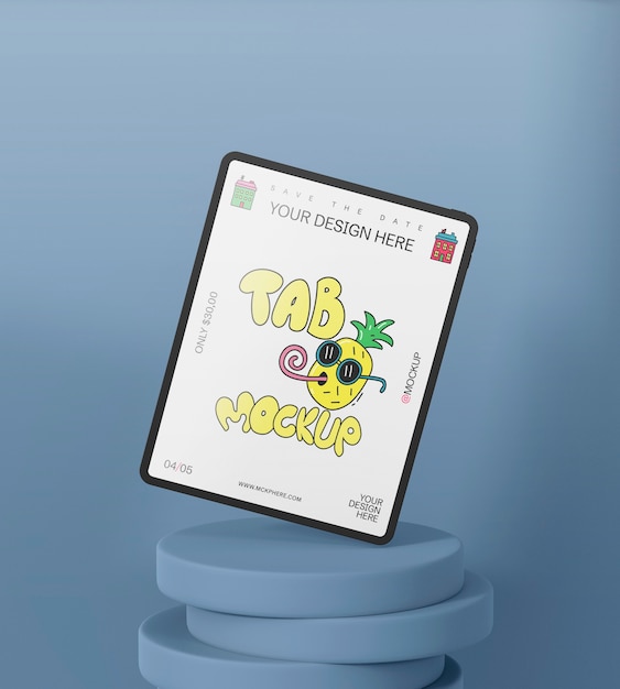 La tablette sur la maquette du podium