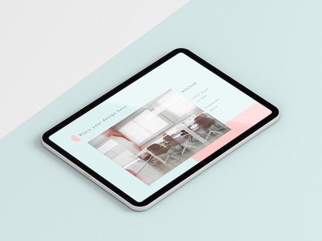 Tablette moderne à grand angle avec maquette d'écran