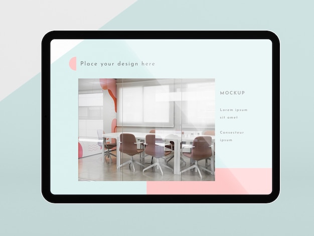 PSD tablette moderne vue de face avec maquette d'écran
