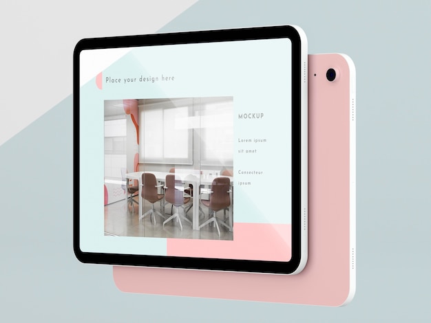 PSD tablette moderne à vue latérale avec maquette d'écran