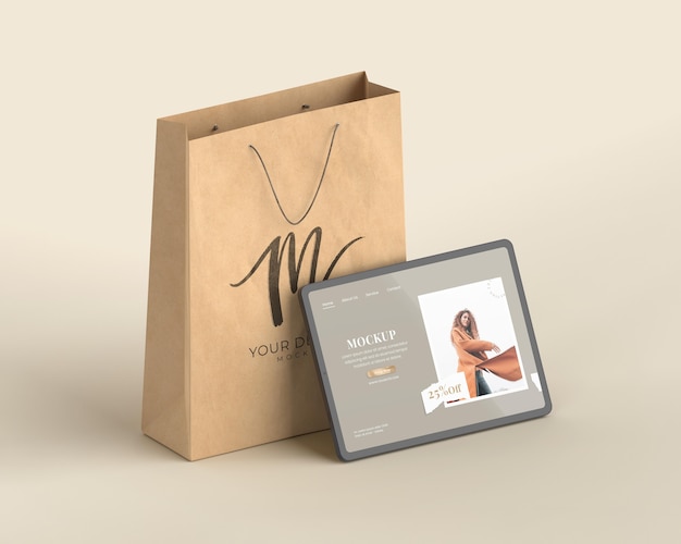 PSD tablette shopping et sac en papier