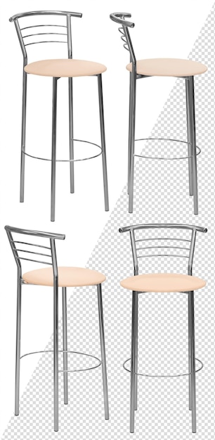 Tabouret de bar Élément intérieur Isolé de l'arrière-plan Sous différents angles