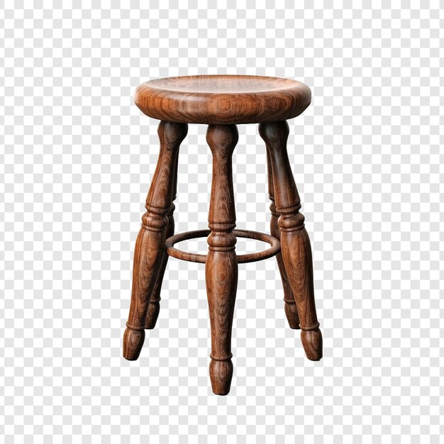 PSD un tabouret en bois à l'ancienne avec un dessus rond créé isolé sur un fond transparent