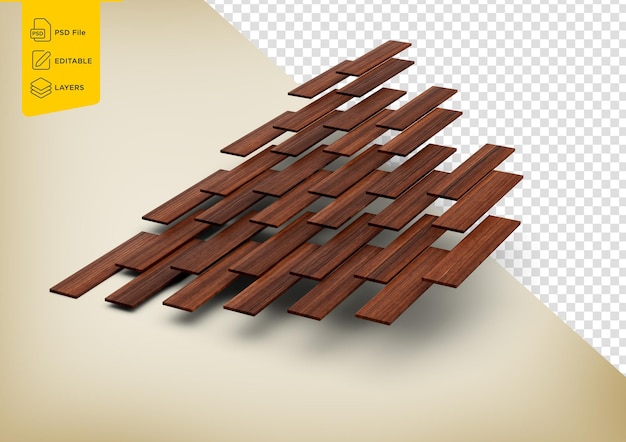 Tábuas de madeira castanhas realistas sem costuras de alta qualidade isoladas em fundo branco Ilustração 3D