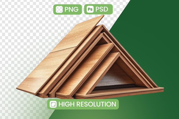 PSD tábuas de madeira formam triângulo mostrando grãos e textura conceito de melhoria da casa