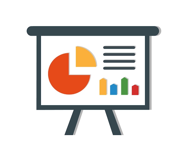 Tabuleiro de apresentação com gráficos Ícones de visualização de dados de negócios