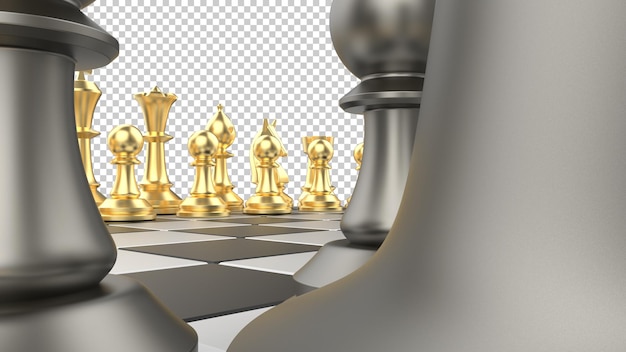 PSD tabuleiro de xadrez isolado na ilustração de renderização 3d de fundo transparente