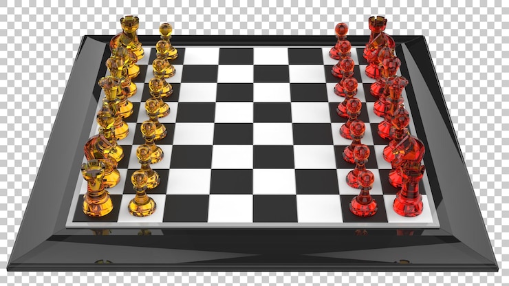 PSD tabuleiro de xadrez na ilustração de renderização 3d de fundo transparente