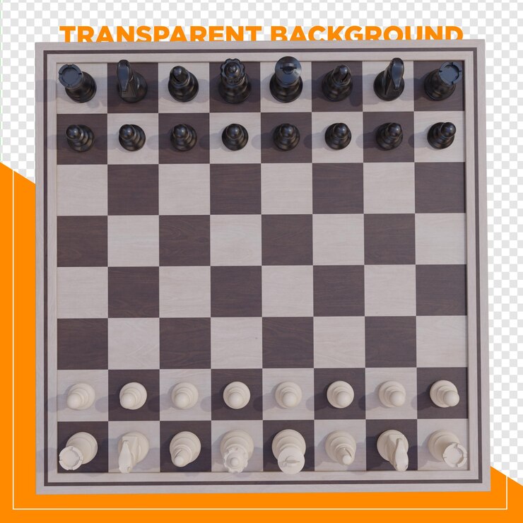 PSD tabuleiro de xadrez renderizado em 3d com fundo transparente